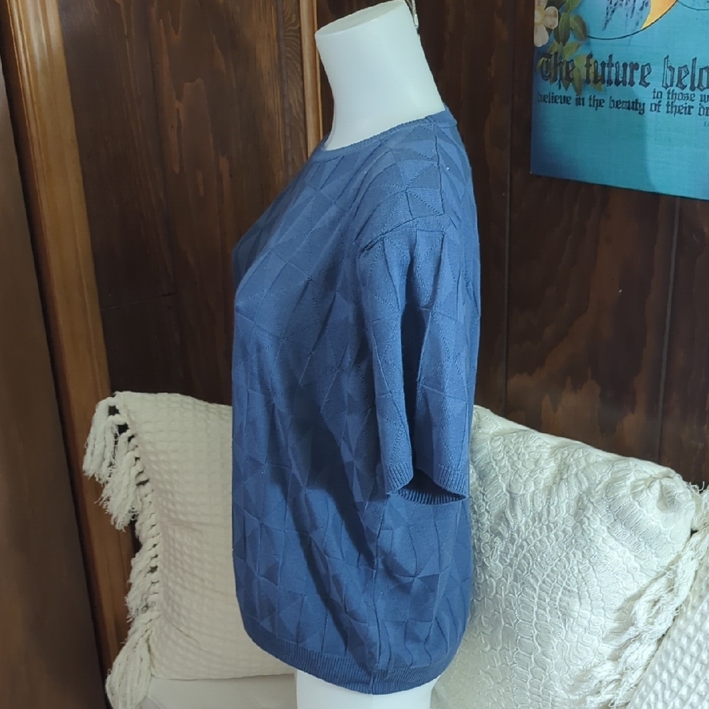 💙 Textured Knit Short Sleeve Pullover – Blue | Size XL | Fred Dunner 💙 - Picture 4 of 16